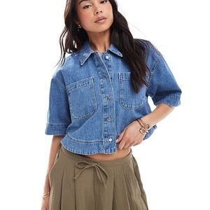 And Now This Blue Denim Cropped Top